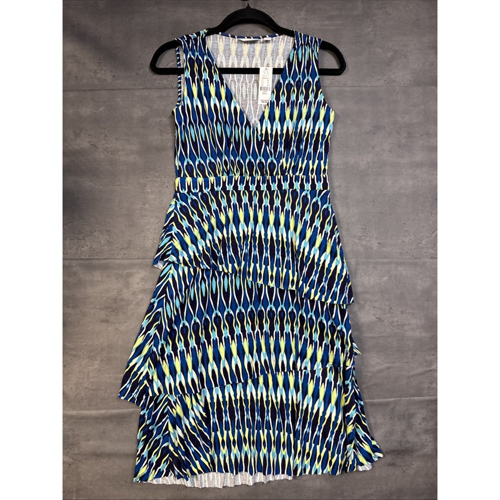 New NY & Co V Neck Dress Sleeveless Geometric Patterns Small